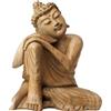 Artisanal Statuetta Buddha pensatore 20 cm Scultura in legno naturale