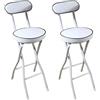 ZJ HOME Sgabelli Alti da Bar Pieghevoli con Schienale (Bianco/Nero), 22/24/26 Sgabelli Alti da Cucina Seduta, Sedie da Bar per Esterno con Morbido Cuscino, Poggiapiedi (Color : White2Pcs, Size : Sittin