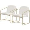 ML DESIGN modern living ML-Design Set di 2 Poltrone Poltrona Relax Beige per Salotto con Rivestimento Morbido e Struttura in Acciaio Dorato Poltroncina Imbottita con Braccioli e Schienale Sedia Moderna per Soggiorno