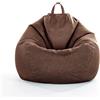 Treer Fodera per Pouf a Sacco Contenitore Tinta Unita Copertura per Poltrona Sacco Senza Imbottitura, Lino Pouf a Forma di Pera Bean Bag Cover con Cerniera (70x80 cm,caffè)