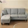 REXO Divano angolare a forma di L con chaise longue - Divano a 3 posti, 166 x 118 x 77 cm, tessuto in lino di cotone traspirante, gambe in plastica, design modulare, ideale per soggiorno, appartamenti