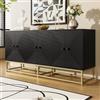 Lexiou Mobile moderno nero con 3 porte doppie, ampio spazio e superficie opaca, elegante credenza per soggiorno, sala da pranzo e ufficio (nero + oro)