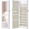 SONGMICS Specchio Portagioie con 6 Luci a LED, Alto 120 cm, Armadietto Portagioie da Parete o Porta con Chiusura e Specchio, 2 Cassetti, 10 x 37 x 120 cm, Bianco e Cappuccino Beige JJC093W01