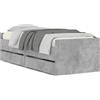 vidaXL Struttura letto con cassetti in cemento grigio 90x190 cm