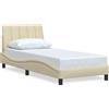 vidaXL Struttura letto senza materasso "Hanko" crema 90x200 cm tessuto