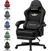 GTPLAYER Sedia da gioco, traspirante, sedia da ufficio, ergonomica, in tessuto di alta qualità, ergonomica, schienale regolabile a 160° e poggiapiedi estraibile, nero scuro