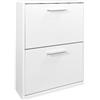 Somnia Descanso - Scarpiera con 2 porte, mobile per scarpe stretta, modello Elenor, finitura in bianco, dimensioni: 77,5 cm (altezza) x 60 cm (larghezza) x 25 cm (profondità) pratica e funzionale