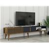 Dmora - Mobile porta TV Aquila, Credenza da soggiorno, Armadio basso per TV, Base parete attrezzata, 180x35h40 cm, Noce e Antracite