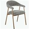 DRW Set di 2 sedie in tessuto e metallo, grigio e naturale, 79 x 55 x 55 cm
