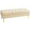 Panca Fondo Letto Imbottita con Rivestimento Trapuntato in Effetto Velluto 118x45x42 cm Beige