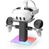 TicEaik Stazione di ricarica per Meta Quest 3S/3/2 Accessori, Stazione di ricarica con luce LED/RGB, controller e accessori VR, porta di ricarica di tipo C
