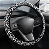 VAGCARS Coprivolante per auto con stampa leopardata, 38 cm, traspirante, antiscivolo e resistente alla luce, misura universale per auto, SUV, camion, camper e furgoni (leopardato grigio)