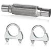 EFUTURETIME Tubo di Scarico Flessibile 45 mm, 200×300 mm, Acciaio Inox | Raccordo per Tubi con 2 Fascette, Tubo a Doppia Trecciatura, Parti di Montaggio Universale per Sistemi di Scarico
