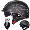 EHKINY Caschi Cromwell Vintage Casco Aperto For Moto Retrò - Mezzo Casco Omologato ECE DOT Con Visiera Resistente Ai Raggi UV, Vestibilità Regolabile, Design Aerodinamico(G,L=(59~60cm))