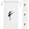 Beatifufu Gadget Danza Sacchetto Punte Danza in Tela Beige 4 Pezzi Design Multi-funzionale e Portatile per Conservare Scarpette da Balletto Durante le Prove