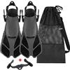 Oumers, pinne da snorkeling, taglia da viaggio, con cinghia regolabile, con borsa a rete e connettore con fibbia extra, per uomo e donna, per snorkeling e immersioni, S/M