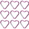 Buxuaaaa 9lots - Moschettone portachiavi colorato a forma di cuore, a sgancio rapido, per zaini e bottiglie, cuore