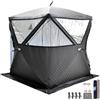 Generic Tenda da pesca sul ghiaccio per 3-5 persone, tenda isolante resistente con cric per stufa, capanna da campeggio invernale antivento, design a 3 strati per uso freddo