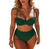 Generico Bikini Set,Costume da Bagno Due Pezzi Top Bikini con Slip A Vita Alta Tankini Tinta Unita