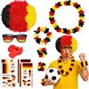shallyong Set di articoli per tifosi della Germania, set per tifosi dei mondiali di calcio, con occhiali, ghirlande, parrucca, adesivi per tifosi, fischietto e braccialetto per tifosi, set di articoli