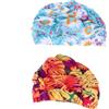 TEHAUX Cuffia da Nuoto a Pieghe per Donna e Ragazze 2 Unitá in Nylon Morbido ed Elastico Design a Fiori per Protezione Chioma in Piscina