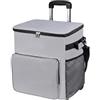 Xdyyjrasa Borsa frigo da spiaggia con ruote - Borsa frigo da 35 litri con tasche multiple, isolata a tenuta stagna con ruote, grigio