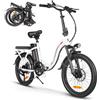 SAMEBIKE CY20 Bici Elettrica per Uomo Donna, 20 Fat Tire Pneumatico Grasso 36V 12Ah Bicicletta Elettrica Cambio a 7 Velocità (WHITE)
