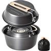 Generic Set da cucina da campeggio, teiera leggera per esterni, escursioni con da cucina, set da cucina per friggere, stufare, pesca, caccia, picnic, feste, in lega di alluminio, borsa portatile