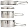 Spelonify Set di pentole da esterno in acciaio inox da 4 pezzi con manici pieghevoli per 2-3 persone campeggio escursionismo zaino in spalla picnic pentola padella e coperchio kit colore argento leggero design