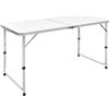 QUAHEAS Tavolo da campeggio pieghevole, regolabile in altezza, in alluminio, 180 x 60 cm, ultraleggero, portatile, con maniglia per il trasporto, per campeggio, giardino, all'aperto, picnic, viaggi