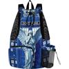 GuoChe Zaino con coulisse per donne e uomini, borsa da campeggio estiva con tasche interne separazione asciutta bagnata Angel Blue Building