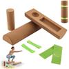 Eirolace Balance Board 4 in 1 in sughero con rullo in sughero, palla da massaggio e fasce di resistenza, per allenamento del piede, per la stabilità della caviglia e la mobilità, per casa e ufficio