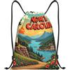 FHIZOAL North Carolina Scenic Landsca Borse con coulisse Impermeabile Sport Stringa Zaini Leggero Yoga Allenamento Nuoto Viaggi, Nero , S, Casual