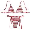 Generico Costume Triangolo Donna,Costume da Bagno Tankini A Righe Due Pezzi Bikini con Lacci Laterali Regolabili A Vita Bassa Tessuto Speciale