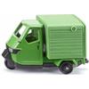 Siku 1111 Piaggio Ape Verde, veicolo giocattolo a tre ruote con portellone posteriore apribile e gancio di traino, telaio in metallo, verde, veicolo cult italiano
