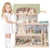 FANTASK Casa delle bambole in legno, villa per bambole con 33 mobili, balcone e piscina, villa da sogno per bambini, regalo giocattolo per ragazze e ragazzi dai 2 anni in su
