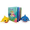 ODS - Baby Shark - Set Bagnetto con Libricino Impermeabile (8 Pagine) e 2 Personaggi Galleggianti in PVC, Misura Libricino 14 x 14 cm, Età Consigliabile 6m+