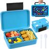 lompyeu Porta Pranzo, 1200ml Lunch Box con Posate,3-en-1 Lunch Box Bambini,Sin BPA - Apta para Microondas y Lavavajillas (Blu)