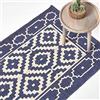 Homescapes geometrico stampato tappeto 'Halmstad blu e bianco 100% cotone tappeto, Cotone, Navy and White, 160 x 230 cm