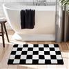 Surwin Tappeto Bagno in Microfibra, Scacchiera Tappeti Bagno Antiscivolo, Tappetino Assorbente Lavabile, Mat Pelo Lungo Lavabile in Lavatrice per Camera da Letto Ingresso (Nero,50x90cm)