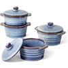 UNICASA Mini Cocotte in Ceramica, UNICASA Casseruole Ciotoline Forno - 250 ml, Pirottini per Soufflé 250 ml, Ramekin Set da 4 pezzi, Lavastoviglie Fit