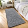 smiry Tappeto a pelo lungo, morbido, lavabile, antiscivolo, moderno, morbido, per corridoio, soggiorno, cameretta dei bambini, camera da letto, grigio, 80 x 150 cm