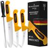 Schwertkrone Set di coltelli da macellaio Sword Crown 4 pezzi. Coltello da macellaio professionale Made in Germany Solingen, coltello per disossare, coltello per sminuzzare, coltello da chef