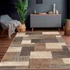 Calinline Tappeto moderno geometrico patchwork per interni e soggiorno, antracite, 200x300 cm, grandi tappeti, collezione Rockwood, decorazione per camera da letto, grigio, morbido, pelo corto