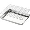 higyee Set di Teglie da Forno | Teglia Antiaderente Quadrata in Acciaio per Usi Multipli con Griglia,Griglia per cottura e raffreddatore - per Cucina Cottura Barbecue Tavolo Carrello Cortile Patio