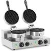 Royal Catering RCWM-2600-R - Piastra per waffle, macchina per waffle, waffle belga, doppio rotondo (2 x 1.300 Watt, timer 15 min, teflon e alluminio, acciaio inox)