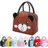 Runmeihe Borsa Frigo Piccola per Bambini Studenti Ragazze Ragazzi, Riutilizzabile Porta Merenda, Piccolo Pieghevole Sacchetti di Pranzo Impermeabile (Brown Bear)