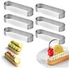Xanewza Cerchio per torta con anello per torta di pasticceria, set di 6 stampi a forma ovale in acciaio inossidabile, resistenti al calore, perforati per torte in schiuma(13 x 4 x 2 cm)
