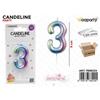 PartyDeco Candeline Pastel Metal N. 3 9Cm /Pz Da 12**