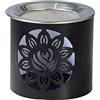 NKlaus bruciatore d'incenso ferro con motivo floreale nero H 6cm tea light con setaccio per incenso 10926